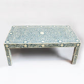 Maaya Bone Inlay Rectangular Coffee Table Green And White Floral